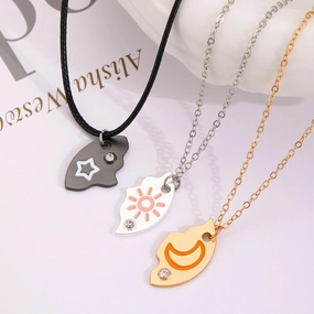 Wholesale Alloy Cartoon Colorful Circular Diamond Necklaces