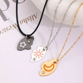 Wholesale Alloy Cartoon Colorful Circular Diamond Necklaces
