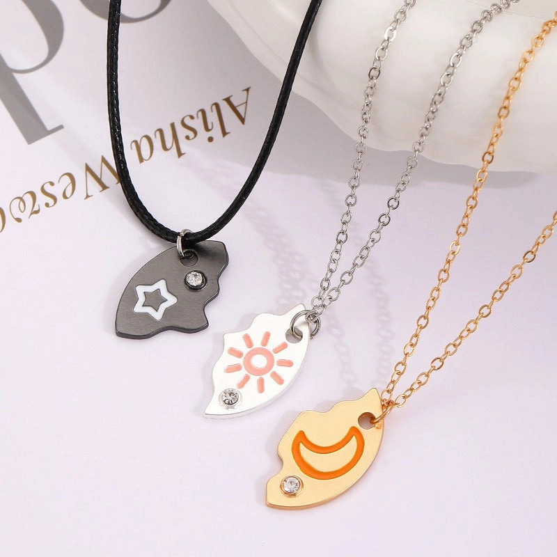 Wholesale Alloy Cartoon Colorful Circular Diamond Necklaces
