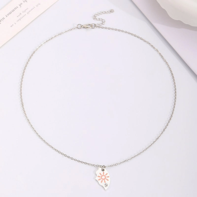 Wholesale Alloy Cartoon Colorful Circular Diamond Necklaces