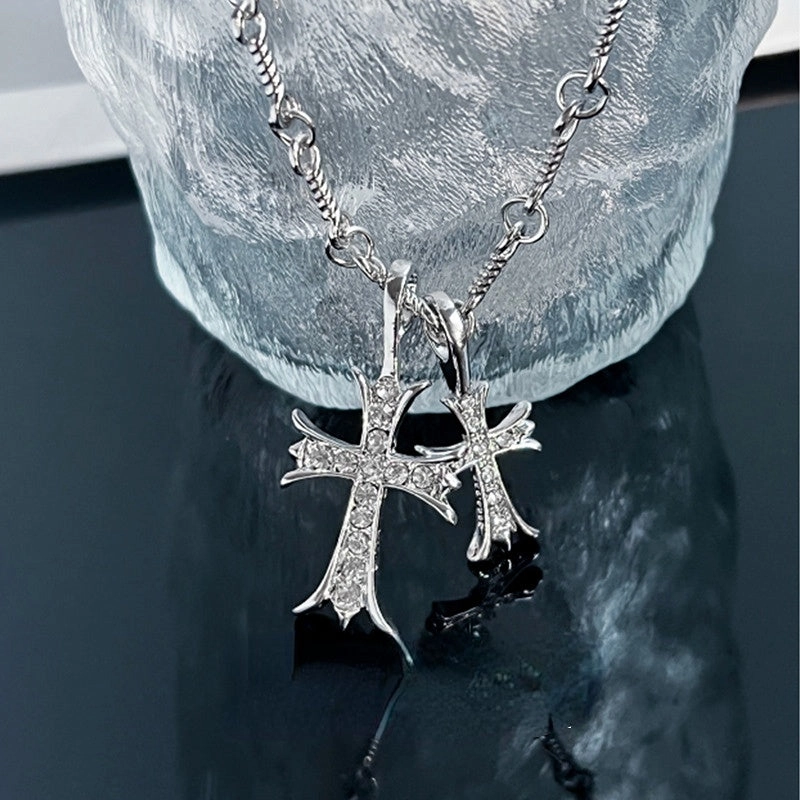 Wholesale Alloy Cross Full Diamond Necklace