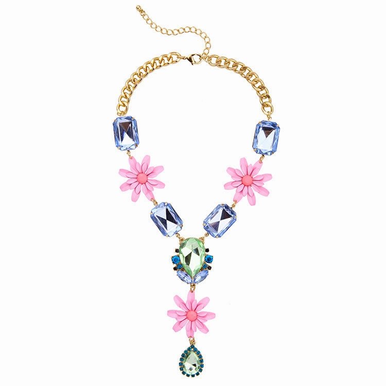 Wholesale Alloy Crystal Flower Necklace