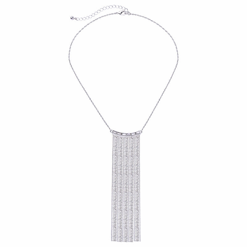 Wholesale Alloy Diamond Long Tassel Pendant Necklace