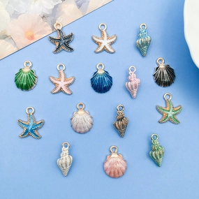 Wholesale Alloy Drip Oil Ocean Starfish Shell Pendant DIY Necklace Pendant Accessories