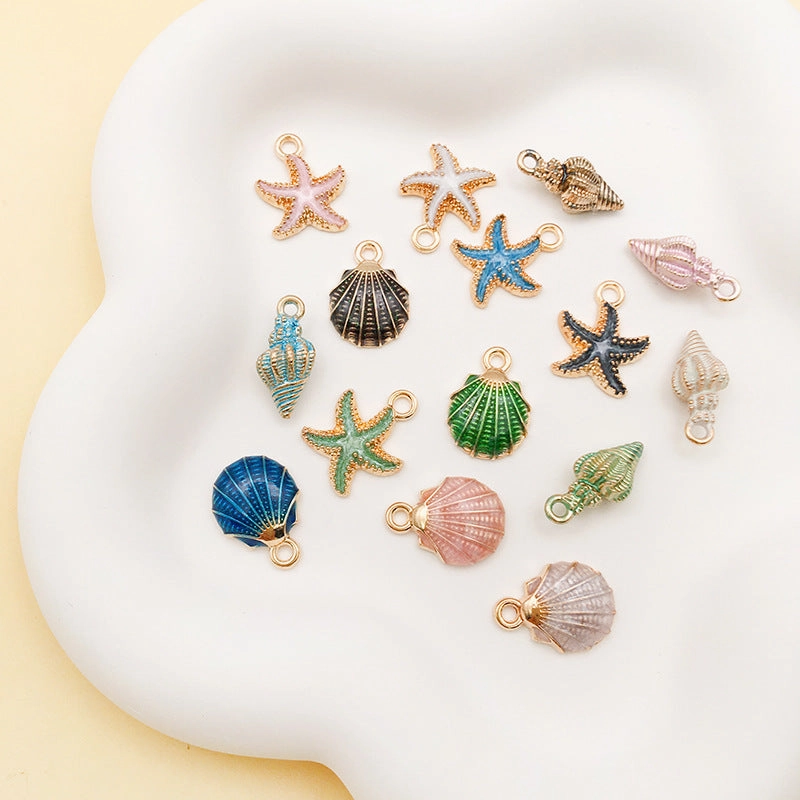 Wholesale Alloy Drip Oil Ocean Starfish Shell Pendant DIY Necklace Pendant Accessories
