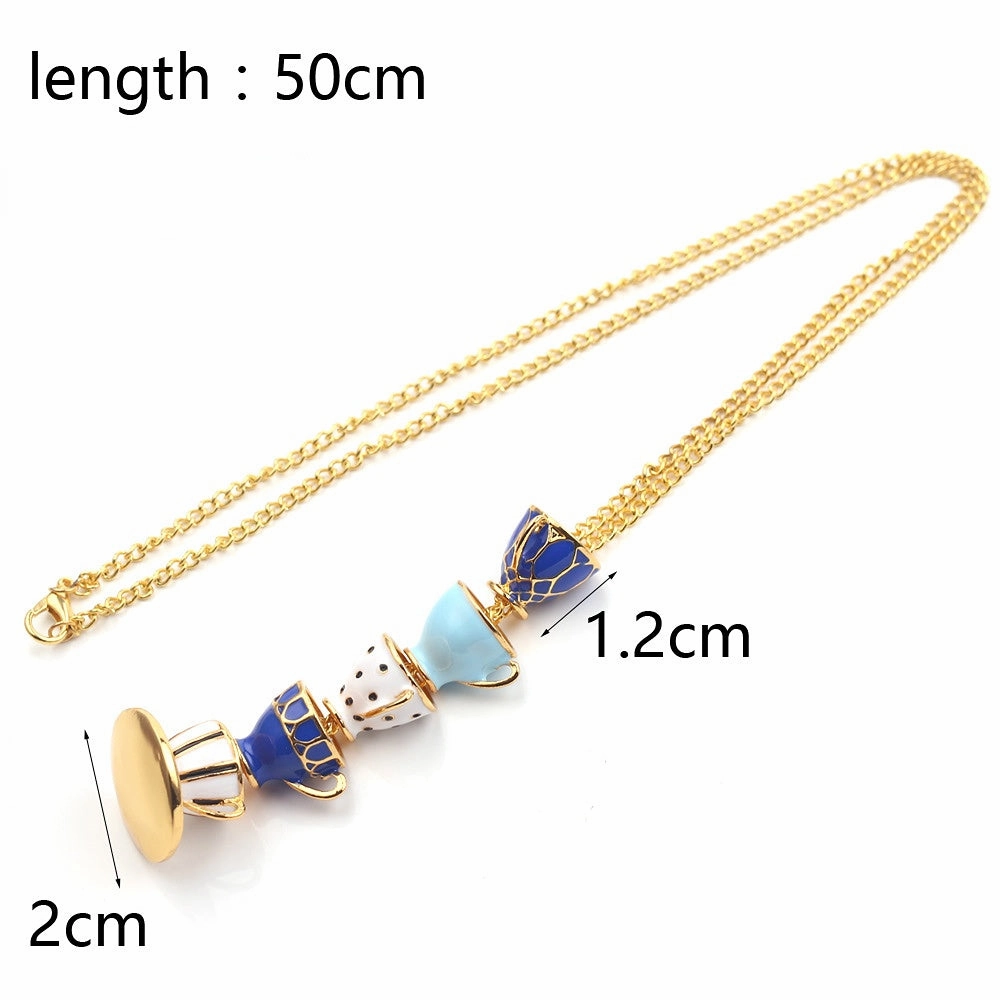 Wholesale Alloy Enamel Teacup Pendant Necklace