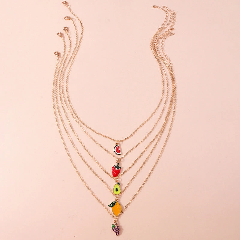 Wholesale Alloy Fruit Pendant Necklace