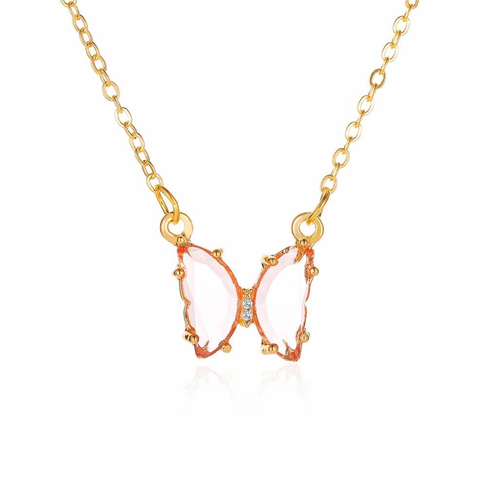 Wholesale Alloy Glass Butterfly Necklace