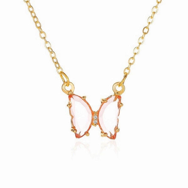 Wholesale Alloy Glass Butterfly Necklace
