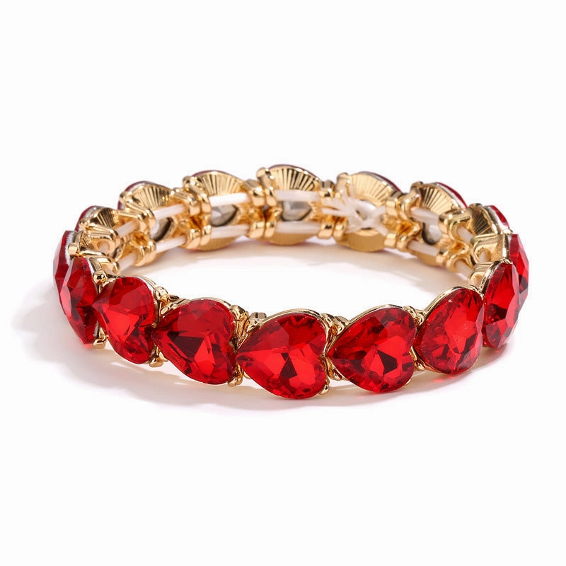 Wholesale Alloy Glass Stone Elastic Thread Love Bracelet