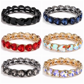 Wholesale Alloy Glass Stone Elastic Thread Love Bracelet