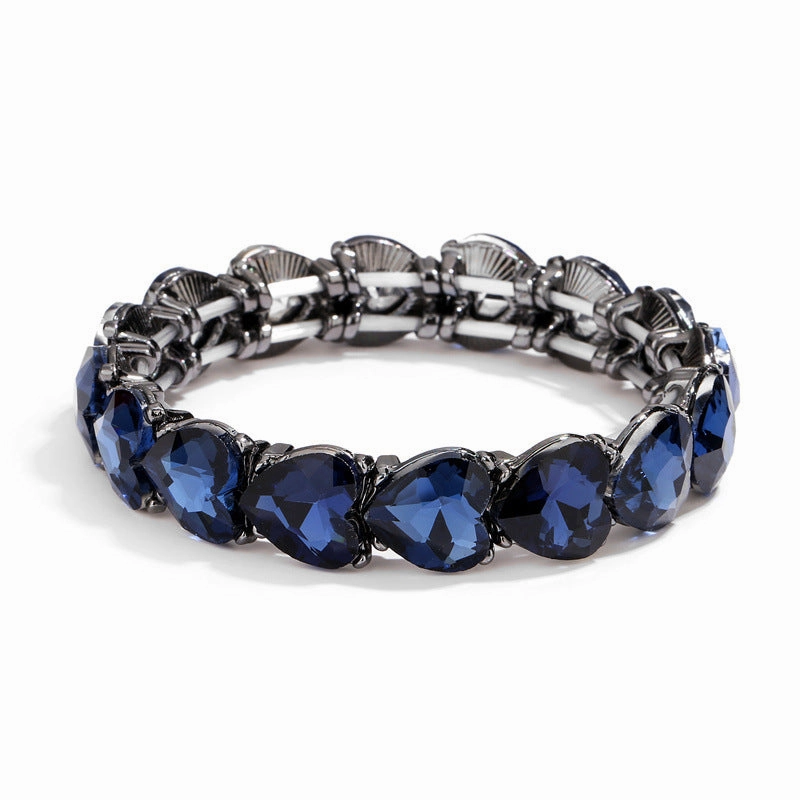 Wholesale Alloy Glass Stone Elastic Thread Love Bracelet