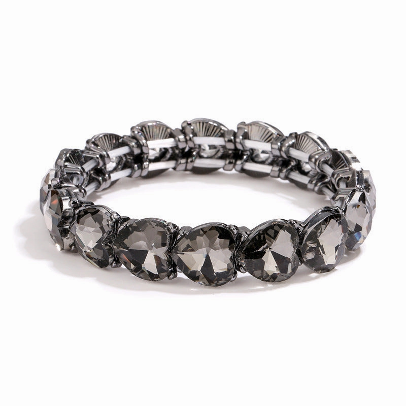Wholesale Alloy Glass Stone Elastic Thread Love Bracelet
