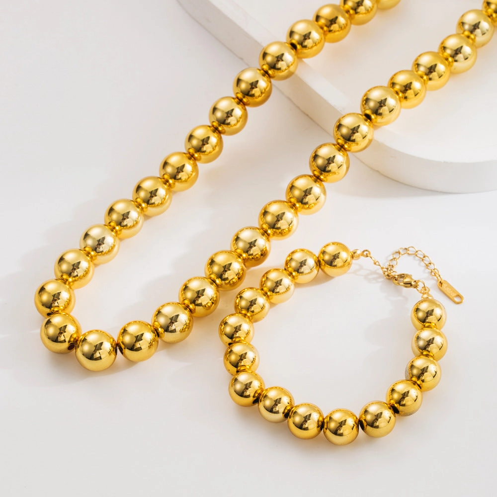 Wholesale Alloy Gold Necklace Minimalist Hip-hop Beaded Clavicle Chain