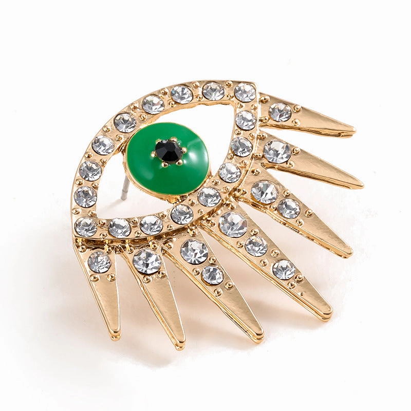 Wholesale Alloy Gold Plated Diamond Dripping Devil's Eye Earrings