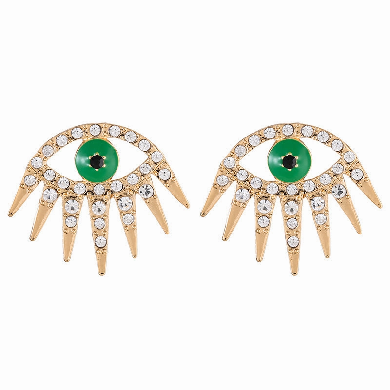 Wholesale Alloy Gold Plated Diamond Dripping Devil's Eye Earrings