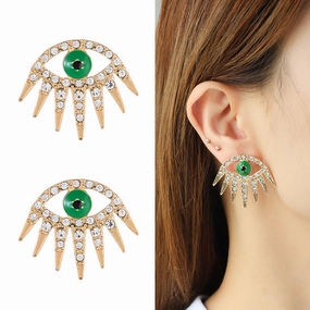 Wholesale Alloy Gold Plated Diamond Dripping Devil's Eye Earrings
