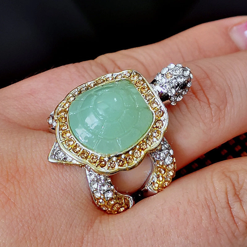 Wholesale Alloy Grass Green Jewelry Turtle Ring