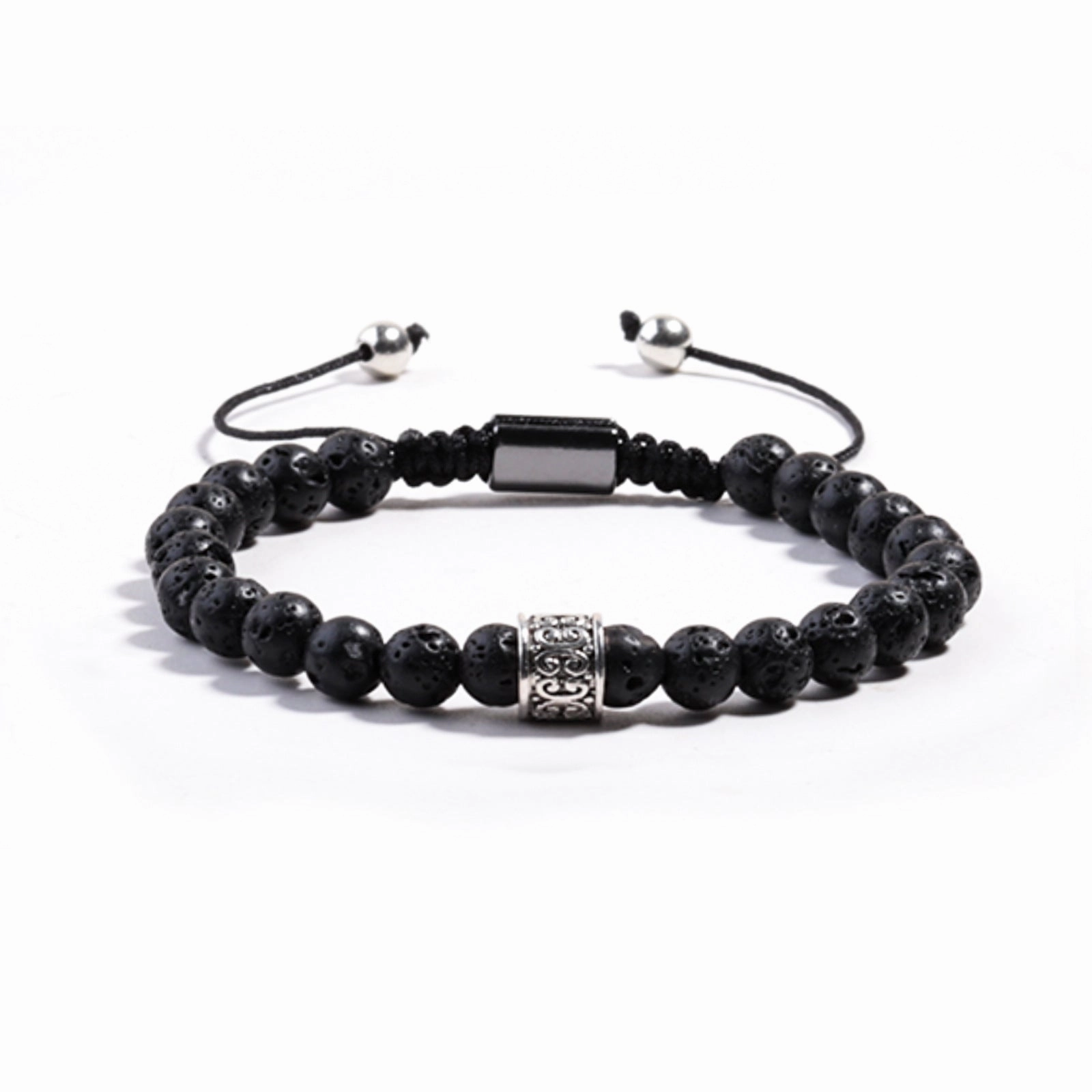 Wholesale Alloy Lantern Beads Hand-woven Natural Stone Bracelet