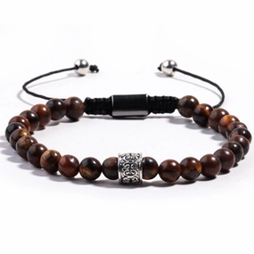Wholesale Alloy Lantern Beads Hand-woven Natural Stone Bracelet