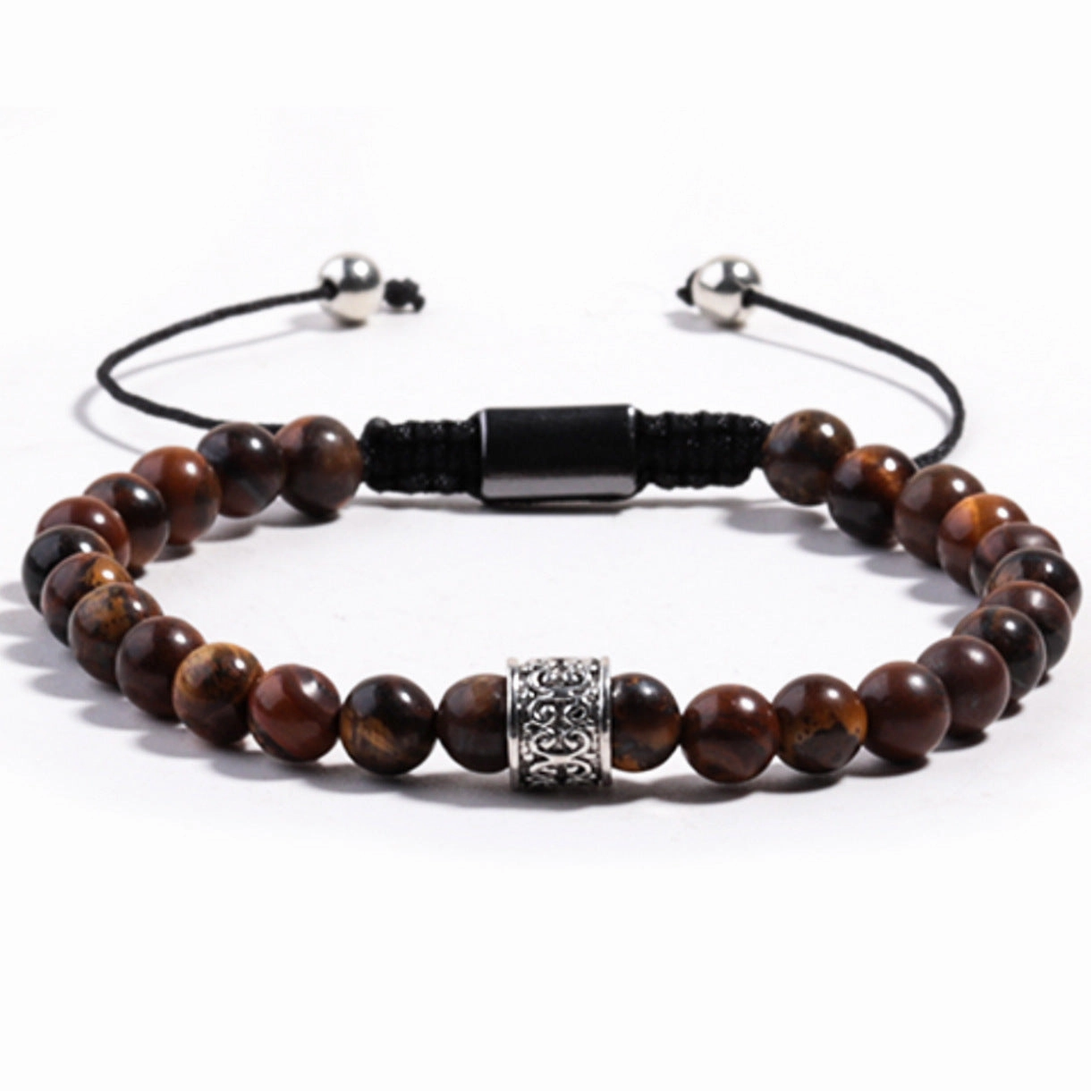 Wholesale Alloy Lantern Beads Hand-woven Natural Stone Bracelet