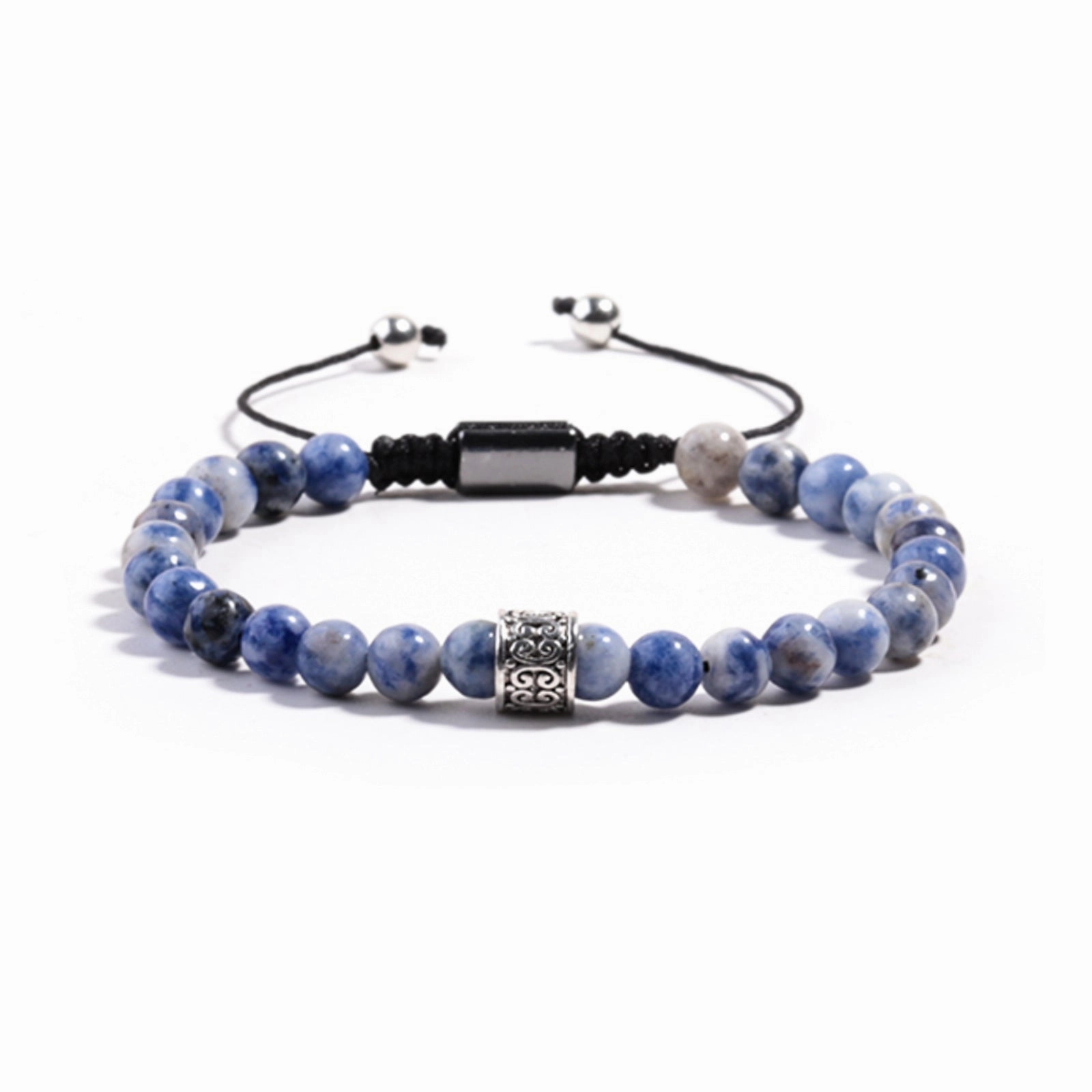 Wholesale Alloy Lantern Beads Hand-woven Natural Stone Bracelet