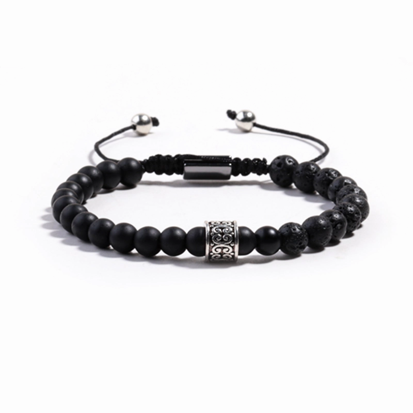 Wholesale Alloy Lantern Beads Hand-woven Natural Stone Bracelet