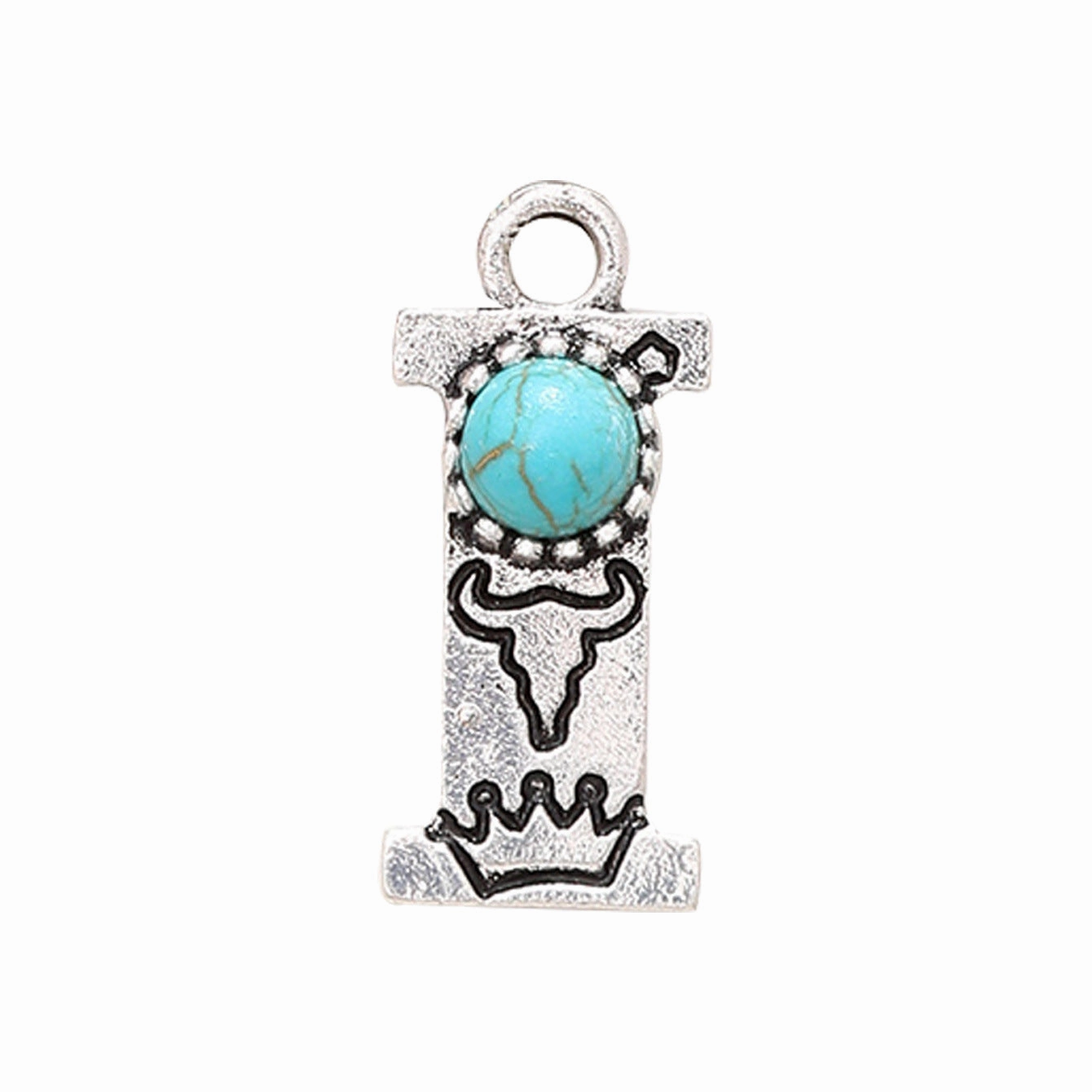 Wholesale Alloy Letter Green Natural Turquoise Earrings