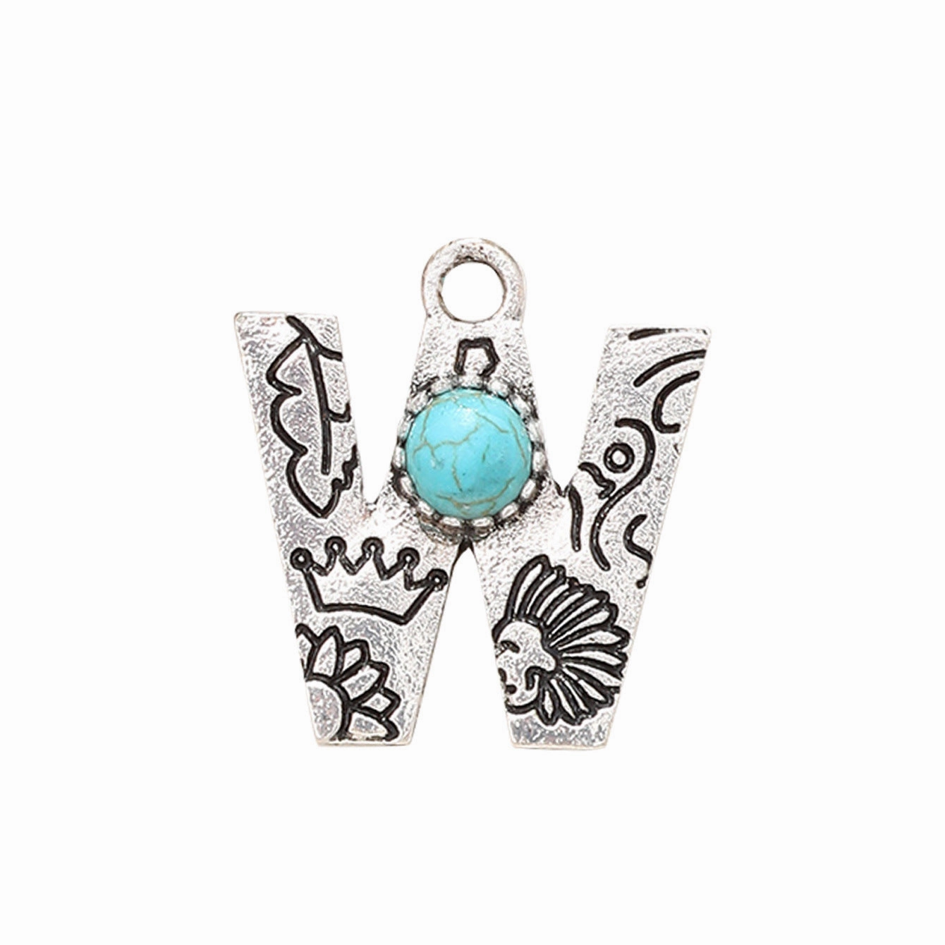 Wholesale Alloy Letter Green Natural Turquoise Earrings