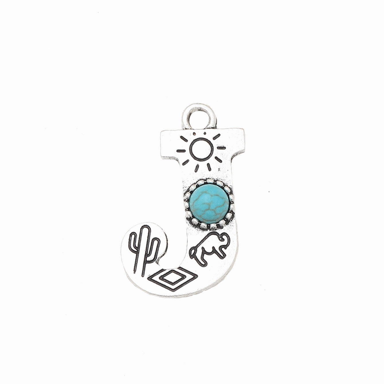 Wholesale Alloy Letter Green Natural Turquoise Earrings