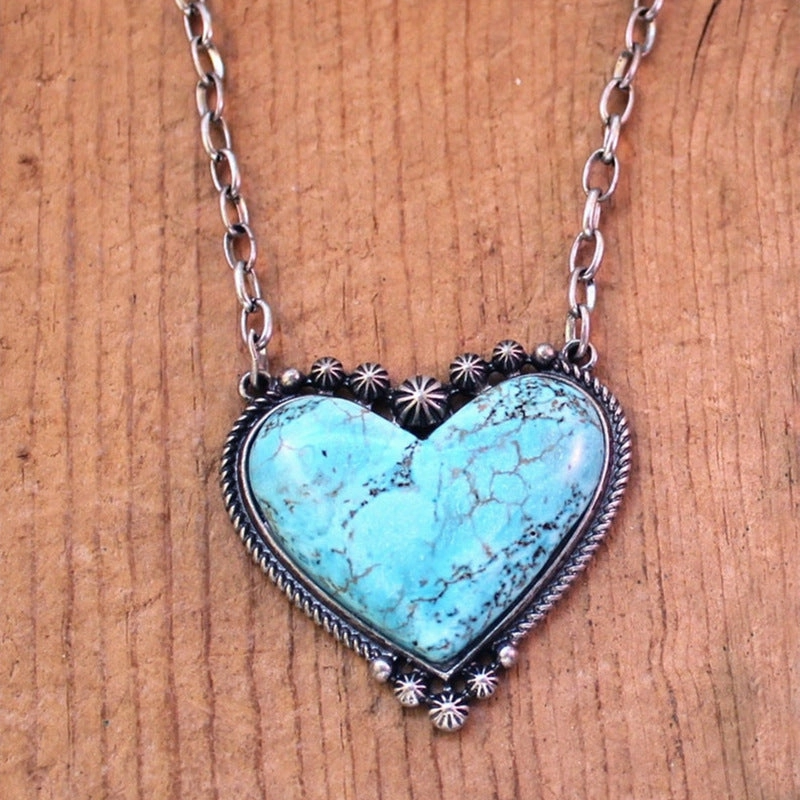 Wholesale Alloy Love Turquoise Pendant Necklace