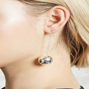 Wholesale Alloy Metal Disco Ball Earrings