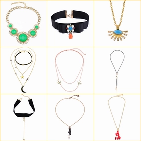 Wholesale Alloy Multilayer Star Moon Necklace