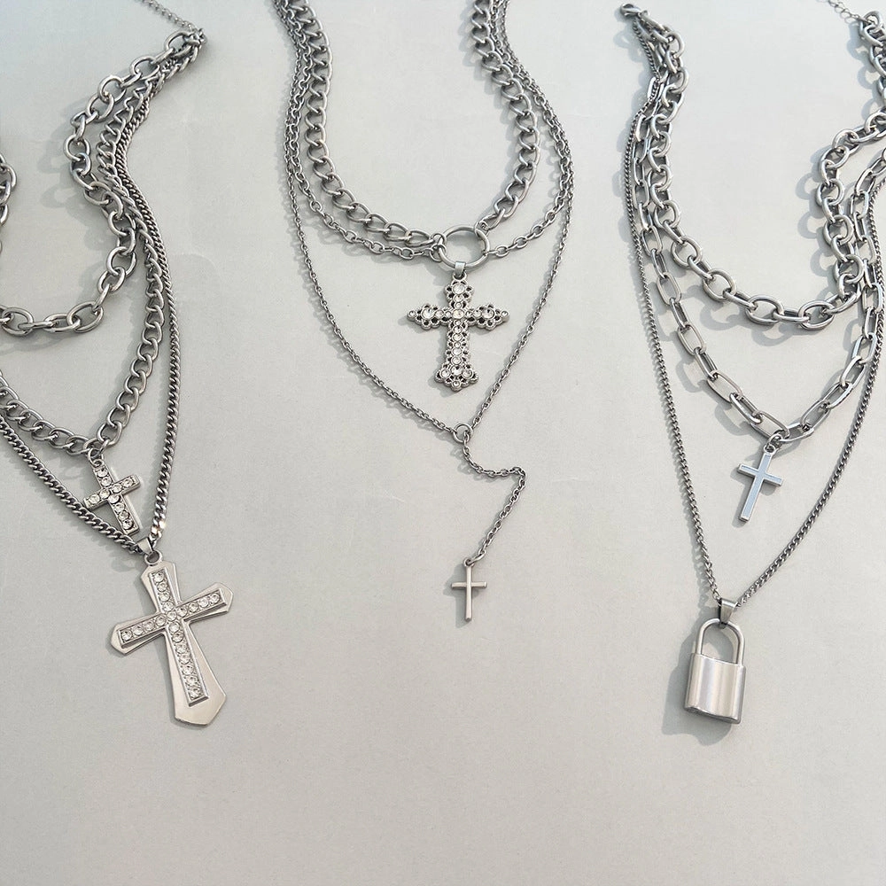 Wholesale Alloy Pearl Cross Pendant Necklace