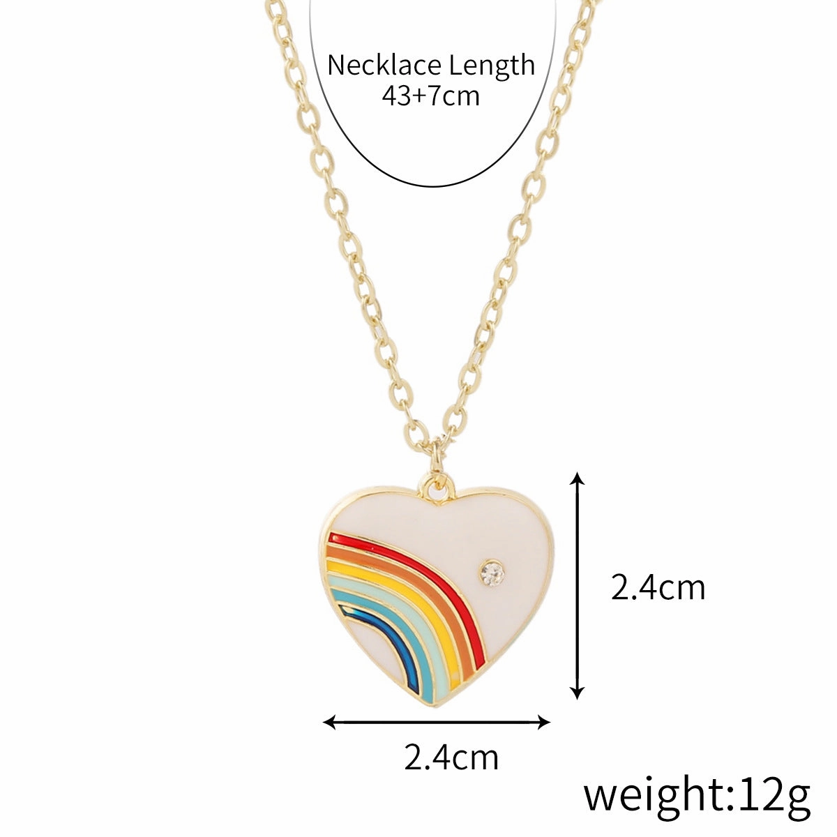 Wholesale Alloy Rainbow Heart Design Necklace