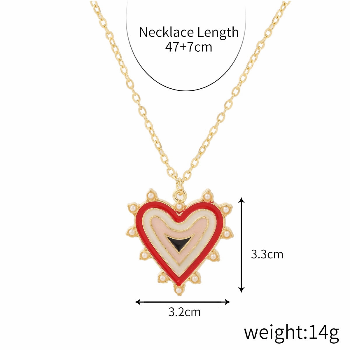 Wholesale Alloy Rainbow Heart Design Necklace