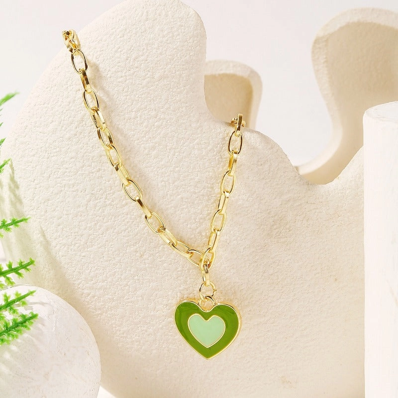 Wholesale Alloy Rainbow Heart Exquisite Design Necklaces