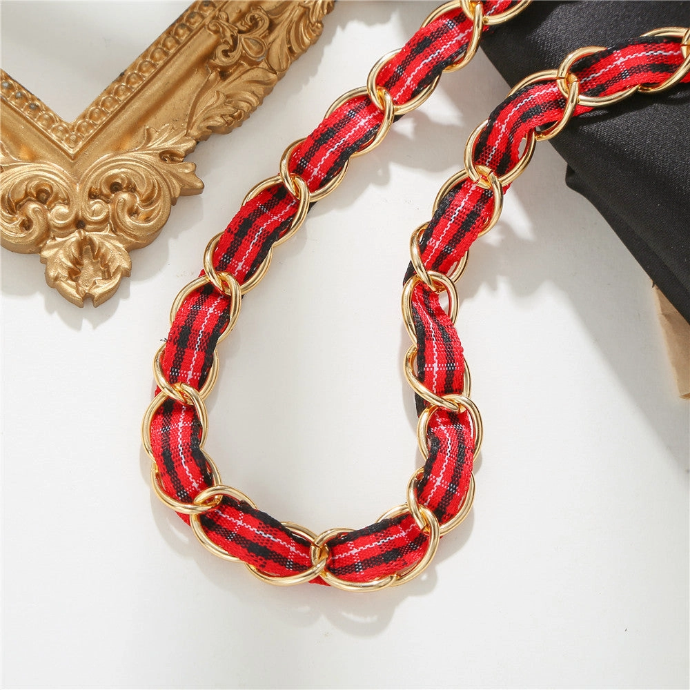 Wholesale Alloy Red Ribbon Necklace