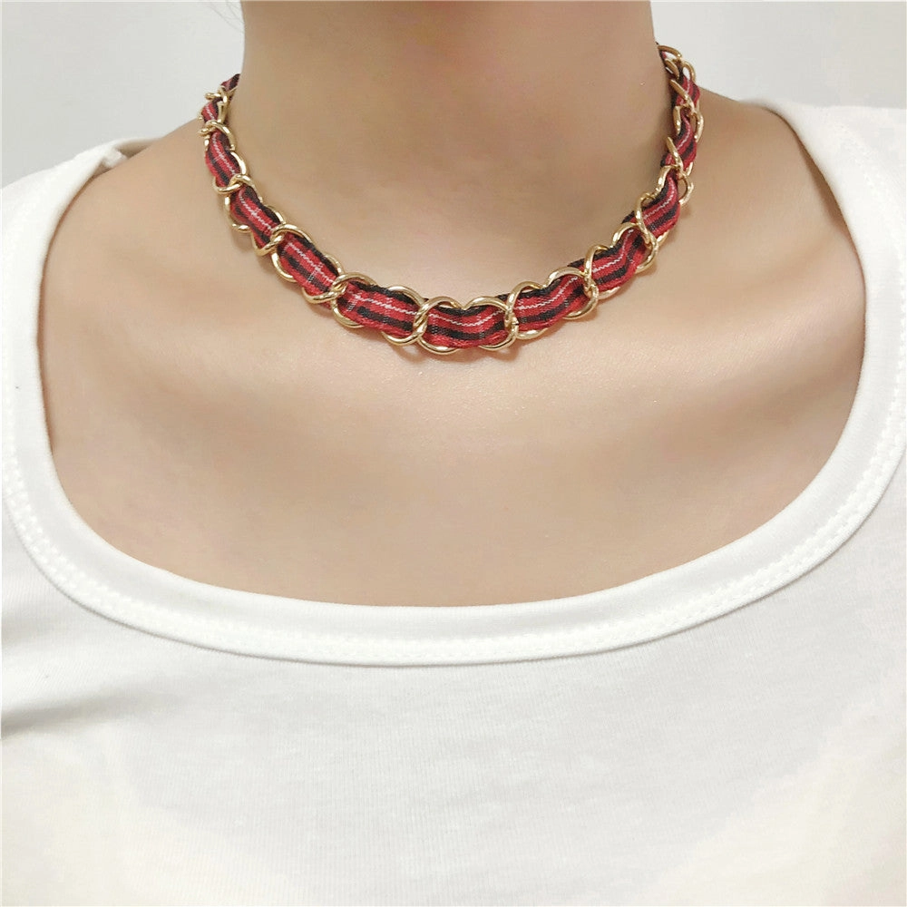 Wholesale Alloy Red Ribbon Necklace