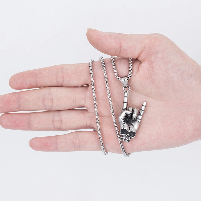 Wholesale Alloy Rock Love You Gesture Men's Pendant Necklace