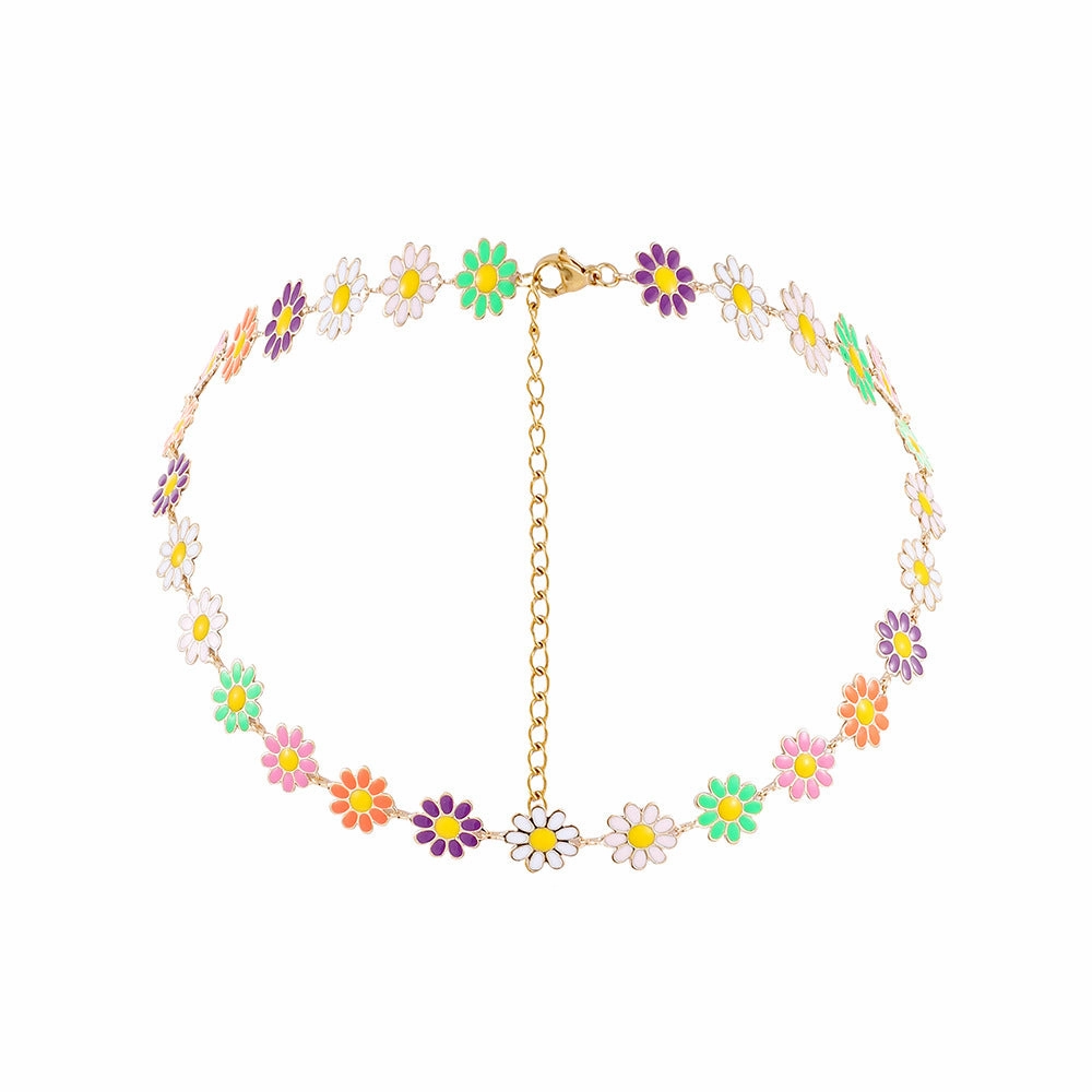 Wholesale Alloy Small Daisy Flower Clavicle Necklace
