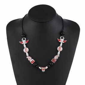 Wholesale Alloy Smiley Skull Angel Black Pearl Necklace