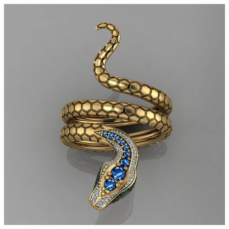 Wholesale Alloy Snake Shape Micro Paved Sapphire Zircon Ring