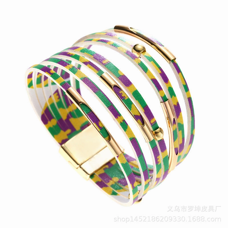 Wholesale Alloy Tube Magnet Buckle Valentine's Day Leather Bracelet