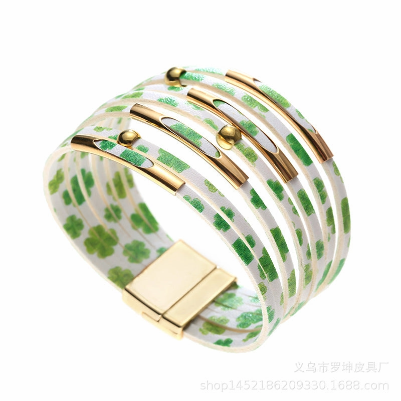 Wholesale Alloy Tube Magnet Buckle Valentine's Day Leather Bracelet