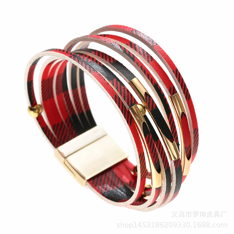 Wholesale Alloy Tube Magnet Buckle Valentine's Day Leather Bracelet