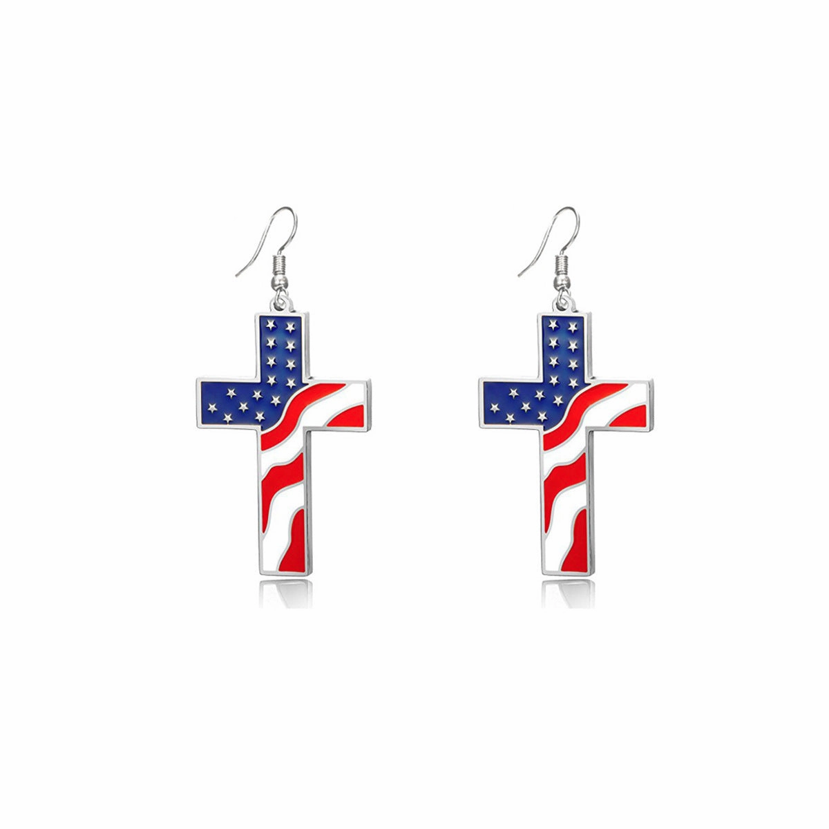 Wholesale American Independence Day Cross Earrings Necklace