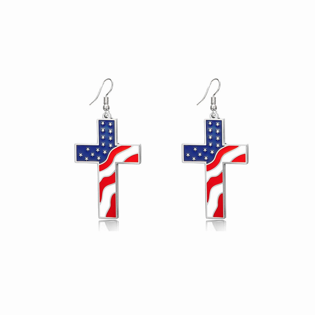 Wholesale American Independence Day Cross Earrings Necklace