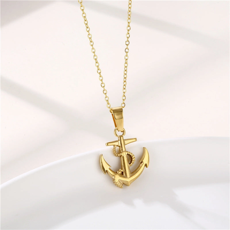 Wholesale Anchor Pendant Cross Vintage Necklace Titanium Steel