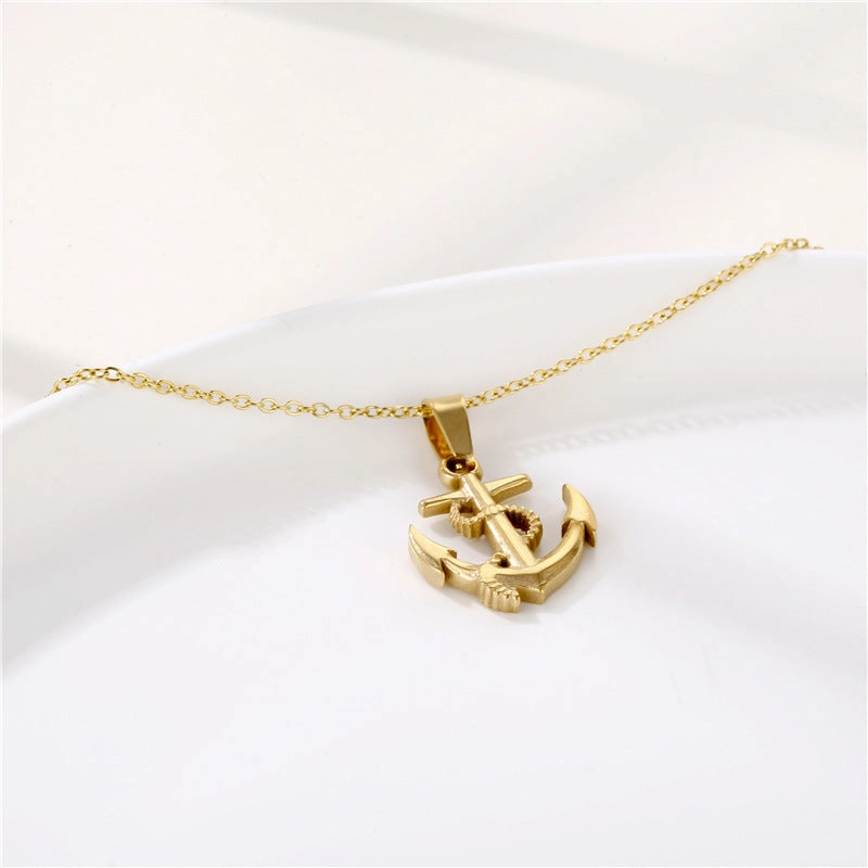 Wholesale Anchor Pendant Cross Vintage Necklace Titanium Steel